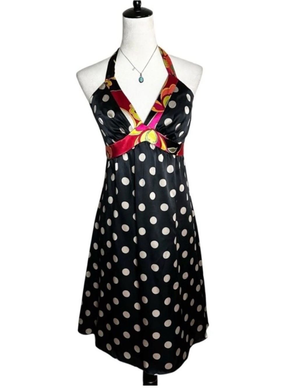Oleg Cassini polka dot silk dress sz 14
